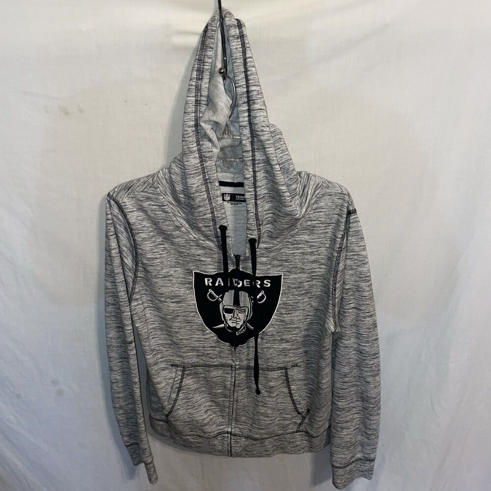 NFL Team Apparel Women’s Las Vegas Raiders Hoodie Large Gray Mottled Athleisure